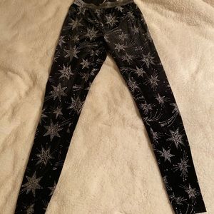Victorias secret velvet leggings with silver stars